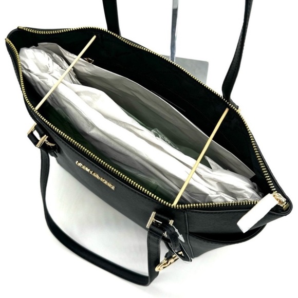 Michael Kors Large Charlotte TZ Tote Bag & Large Trifold Wallet Black/Gold - Picture 8 of 14